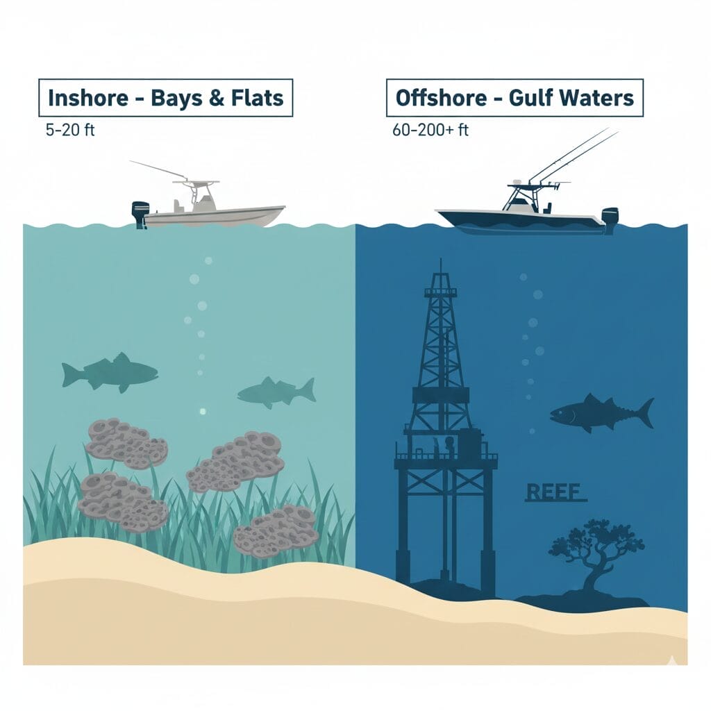 inshore vs. offshore fishing diagram